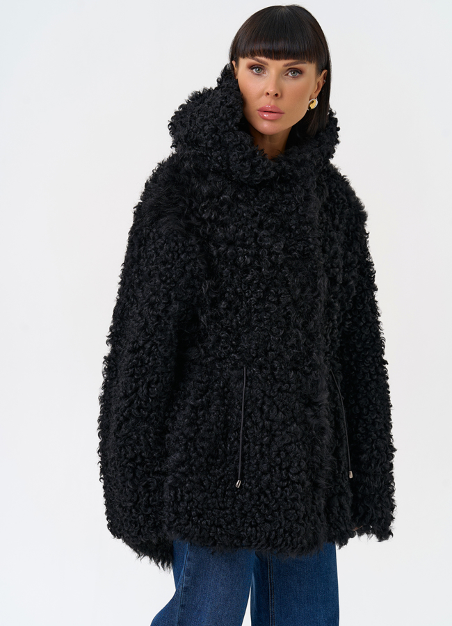 Женская двухсторонняя дубленка с капюшоном модель № 31481 универмаг малина