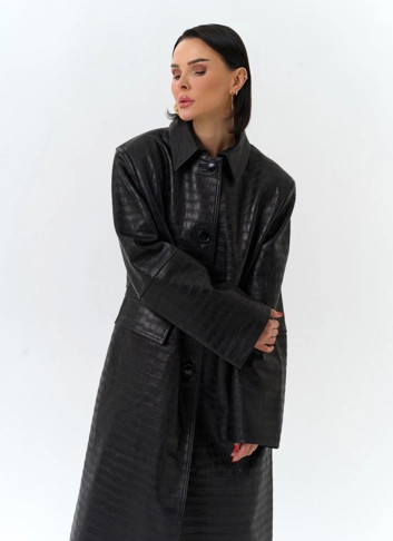Женский плащ из натуральной кожи  фото