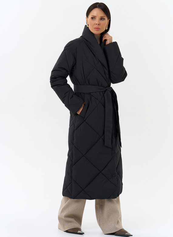 Женский пуховик с воротником шаль