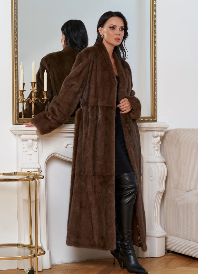 Женская длинная шуба из меха норки модель № 30692 в рассрочку фото