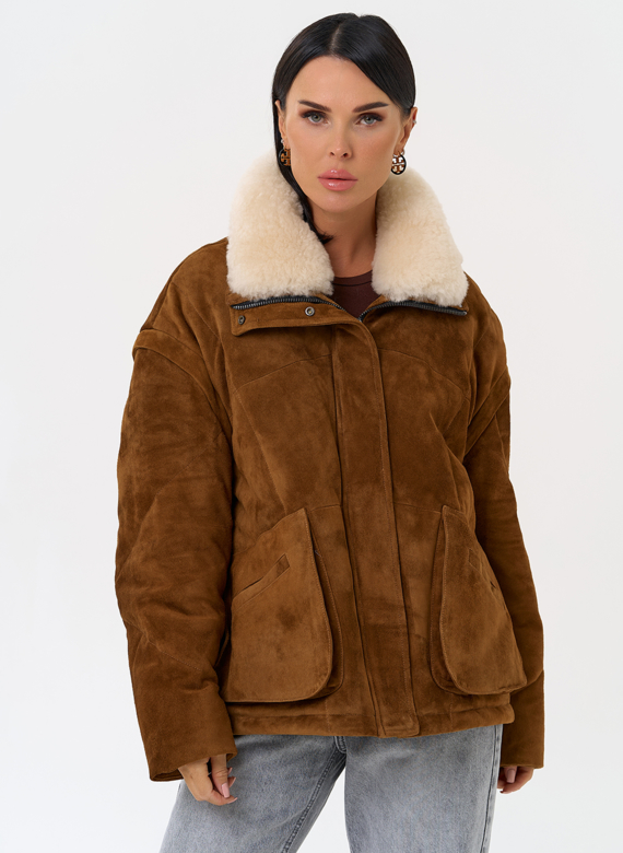 Пуховик - трансформер из натуральной замши