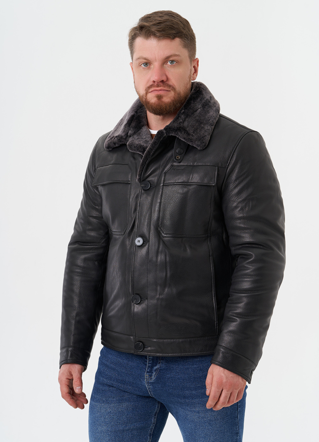 Мужская куртка из натуральной кожи модель № 28072 универмаг малина