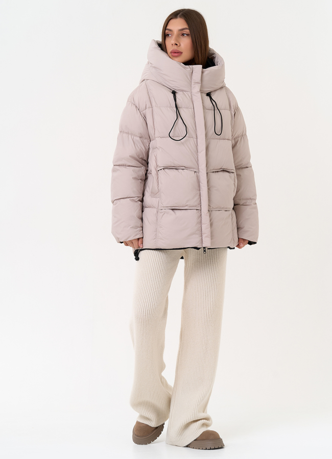 Двухсторонний женский пуховик с капюшоном модель № 31596 в кредит