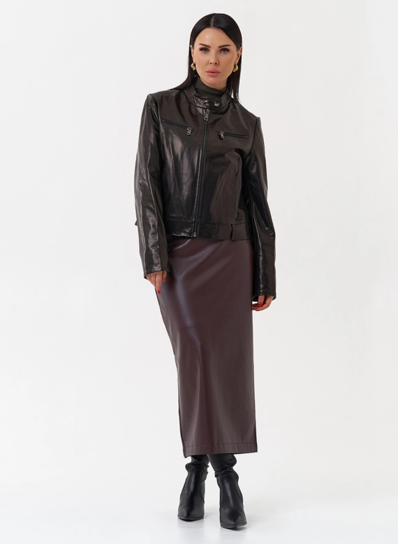 Женская кожаная куртка мото