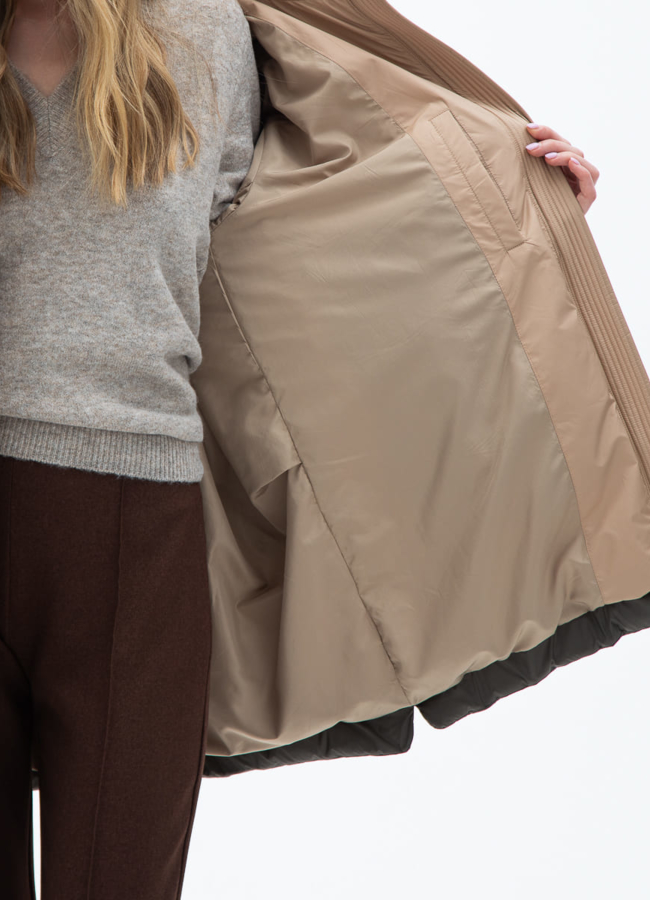 Женский удлиненный пуховик  капюшоном модель № 31150 универмаг малина