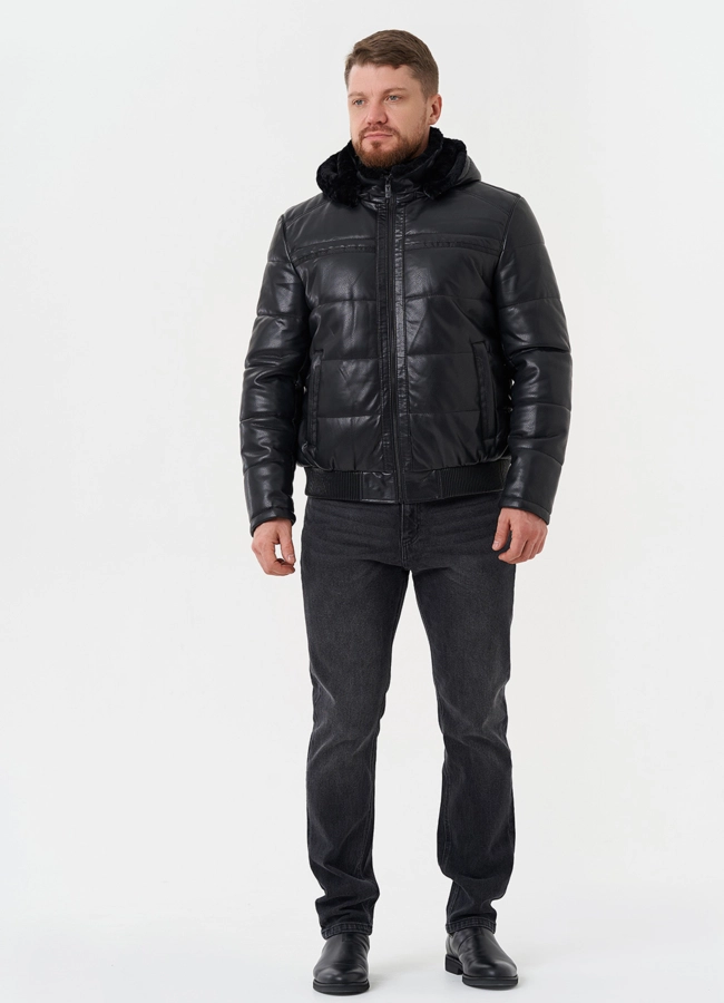 Утепленная куртка из эко кожи модель № 27740 в рассрочку