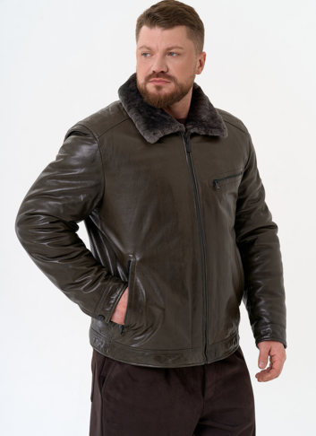 Куртка из натуральной кожи с отделкой из овчины