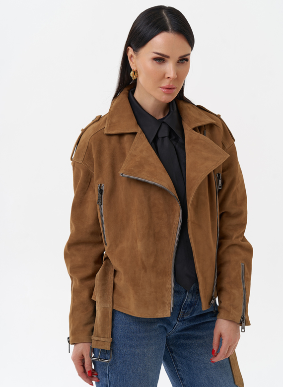 Куртка из замши с поясом