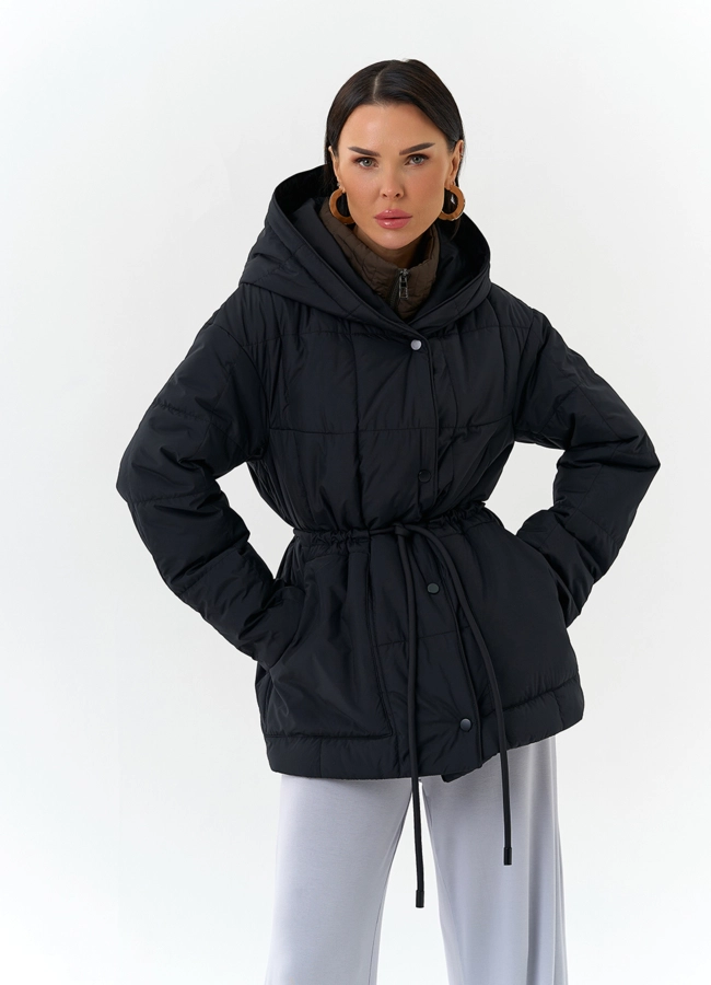 Женская куртка с контрастным воротником модель № 32563 меха малина