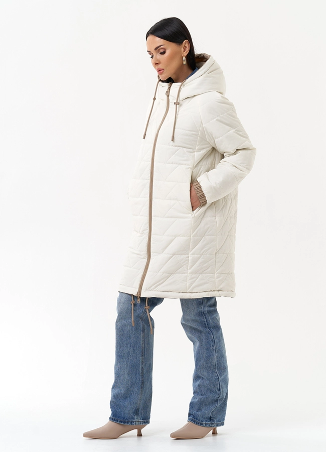 Женская удлиненная куртка с капюшоном модель № 30013 в рассрочку