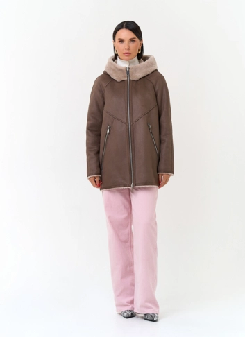 Женская дубленка из эко замши