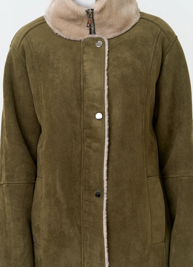 Женская дубленка из эко замши модель № 33895 универмаг малина