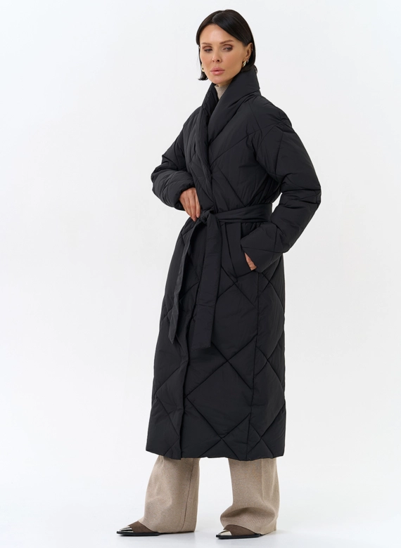 Женский пуховик с воротником шаль