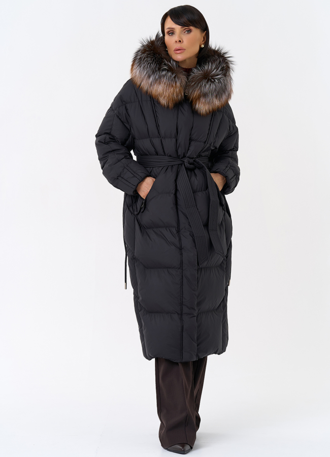 Женский пуховик с отделкой из меха блюфрост модель № 31798 в кредит