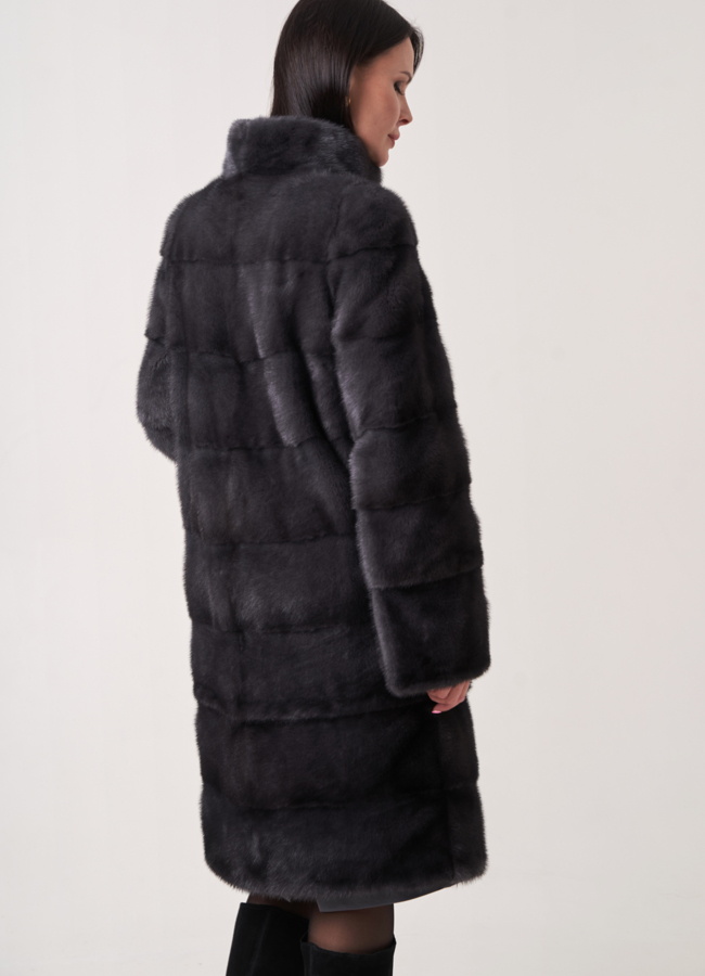 Норковая шуба трансформер, поперечная со стойкой модель № 25924 в рассрочку