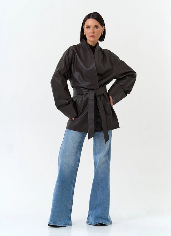 Женский жакет кимоно из натуральной кожи модель № 33116 в кредит