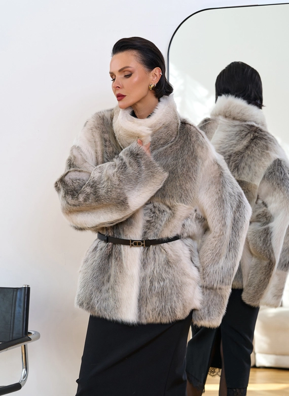 Дубленка двухсторонняя с поясом фото