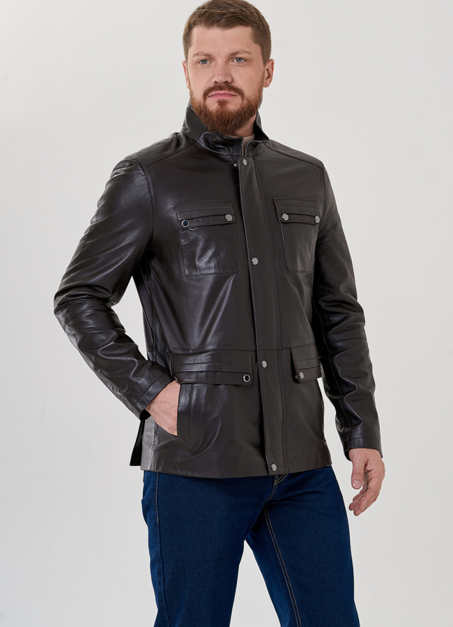 фото Мужская кожаная куртка  модель № 23412