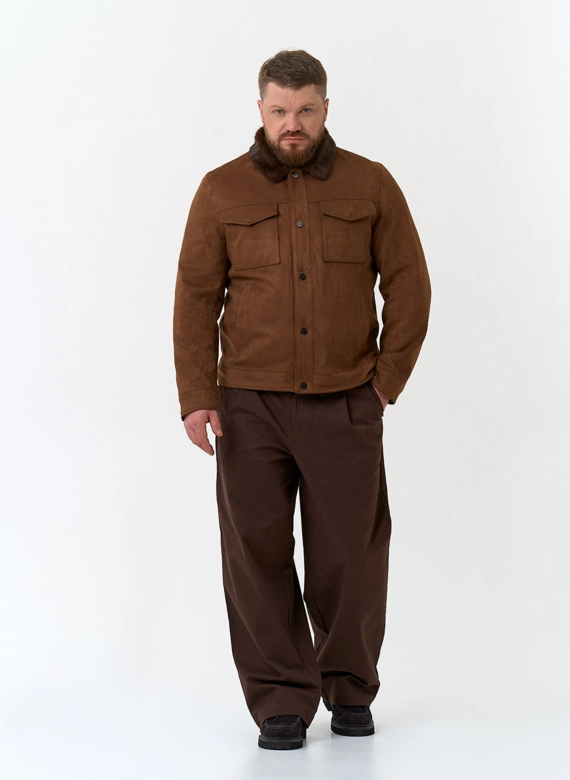 Мужская утепленная куртка из эко замши фото